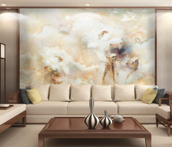Pintura de flores sobre una superficie de mármol Fotomurales Pintura de flores sobre una superficie de mármol