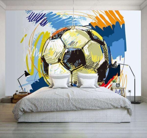 Vibrante ilustración de un balón de fútbol Fotomurales Vibrante ilustración de un balón de fútbol