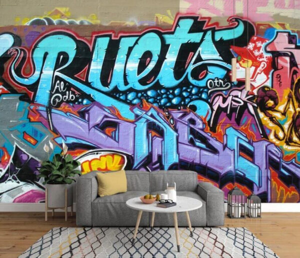 Arte urbano de graffiti en colores vibrantes Fotomurales Arte urbano de graffiti en colores vibrantes