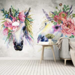 Fotomurales Caballos adornados con coronas florales.