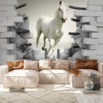 Fotomurales Caballo blanco corriendo