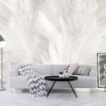 Fotomurales Plumas blancas sobre una superficie blanca