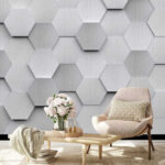 Fotomurales Hexágonos blancos en una pared