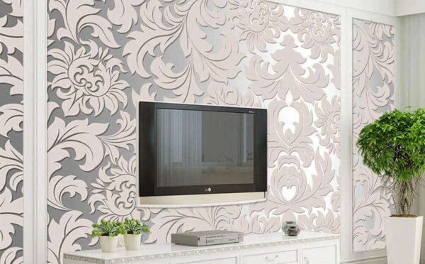 Motivo floral blanco y gris Fotomurales Motivo floral blanco y gris