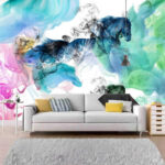 Fotomurales Caballo en diferentes colores de humo