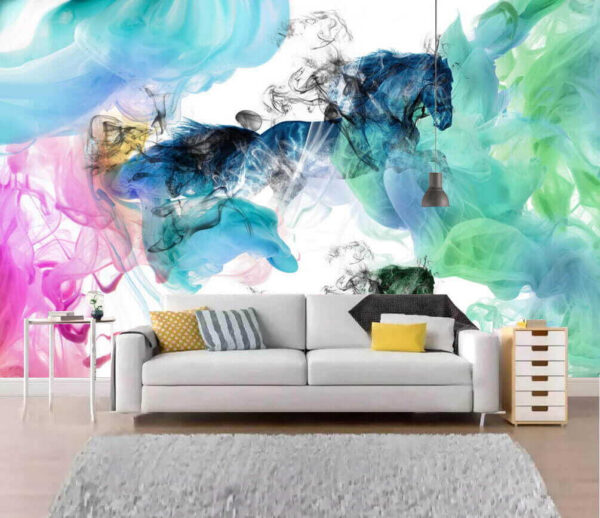 Caballo en diferentes colores de humo Fotomurales Caballo en diferentes colores de humo