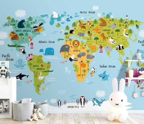 Mapa de África con animales Fotomurales Mapa de África con animales