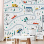 Fotomurales Mapa de coches y edificios