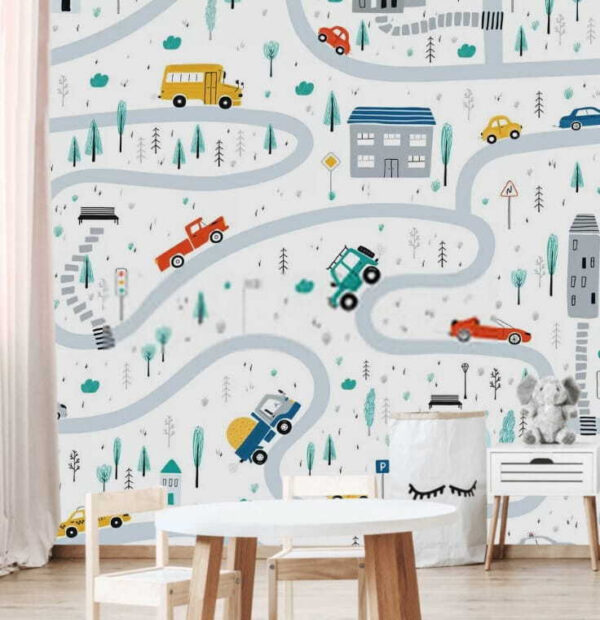 Mapa de coches y edificios Fotomurales Mapa de coches y edificios