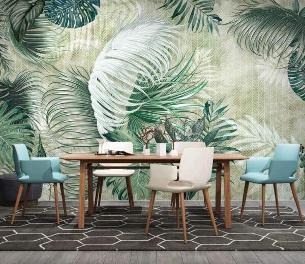 Papel pintado con motivos de hojas Fotomurales Papel pintado con motivos de hojas