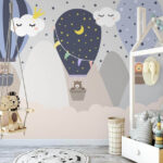 Fotomurales Globos aerostáticos de dibujos animados en el cielo