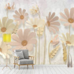 Fotomurales Delicadas flores sobre fondo pastel.