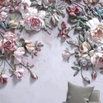 Fotomurales Delicadas flores sobre fondo texturizado