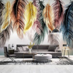 Fotomurales Plumas en tonos vibrantes e impactantes.