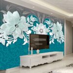 Fotomurales Diseño floral en azul y blanco