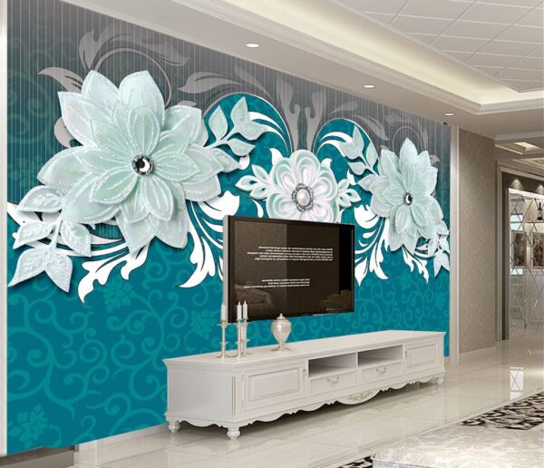 Diseño floral en azul y blanco Fotomurales Diseño floral en azul y blanco