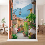 Fotomurales Encantadora escena callejera de pueblo italiano