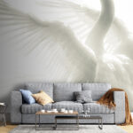 Fotomurales Cisne blanco con las alas desplegadas en el agua