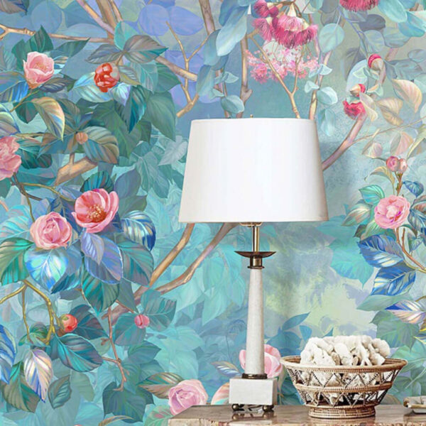 Pintura de un árbol con flores Fotomurales Pintura de un árbol con flores