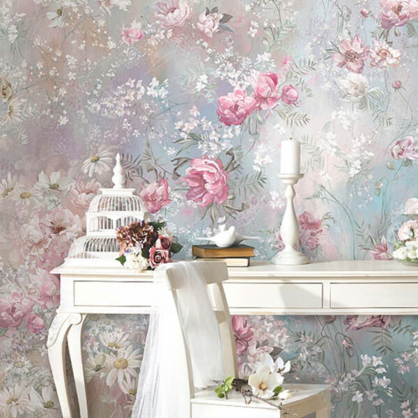 Pintura de flores en una pared Fotomurales Pintura de flores en una pared