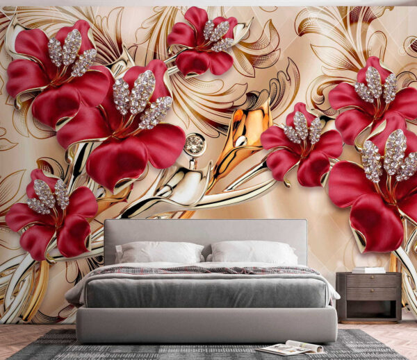 Diseño floral ornamentado con destellos Fotomurales Diseño floral ornamentado con destellos