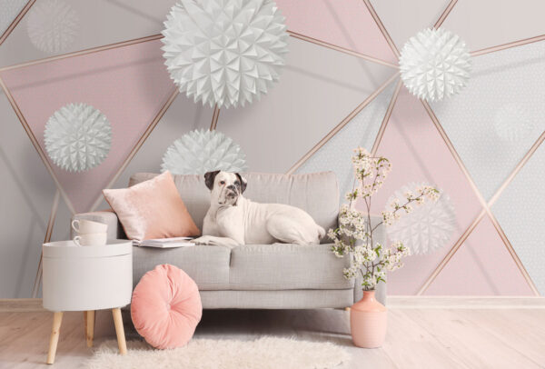 Diseño geométrico en blanco y rosa Fotomurales Diseño geométrico en blanco y rosa