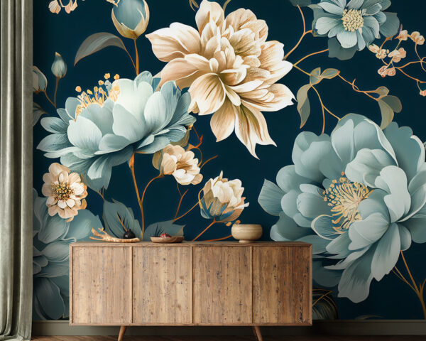 Elegante motivo floral en tonos suaves Fotomurales Elegante motivo floral en tonos suaves