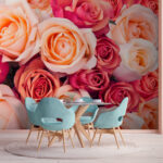 Fotomurales Grupo de rosas rosas y blancas