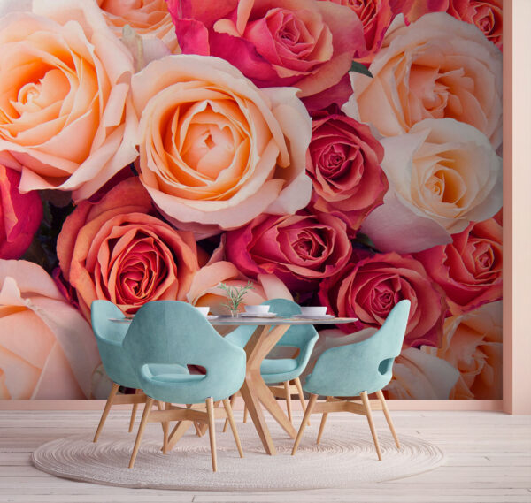 Grupo de rosas rosas y blancas Fotomurales Grupo de rosas rosas y blancas