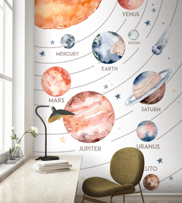 Acuarela de un planeta con anillos Fotomurales Acuarela de un planeta con anillos