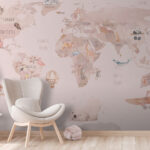 Fotomurales Mapa del mundo con animales