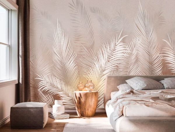 Elegantes hojas de palmera sobre fondo suave Fotomurales Elegantes hojas de palmera sobre fondo suave
