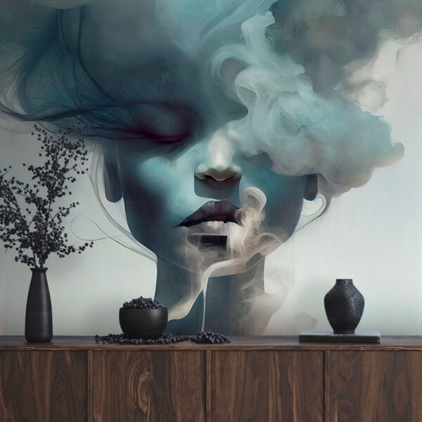 Cara de mujer con humo Fotomurales Cara de mujer con humo