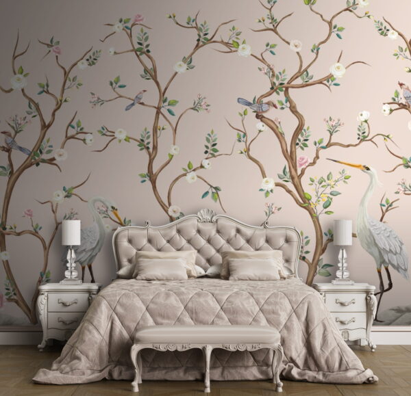 Papel pintado con pájaros y flores Fotomurales Papel pintado con pájaros y flores