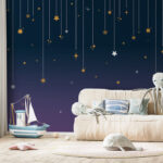 Fotomurales Estrella amarilla sobre fondo azul