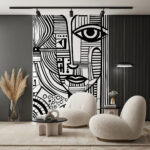 Fotomurales Dibujo en blanco y negro del rostro de una mujer