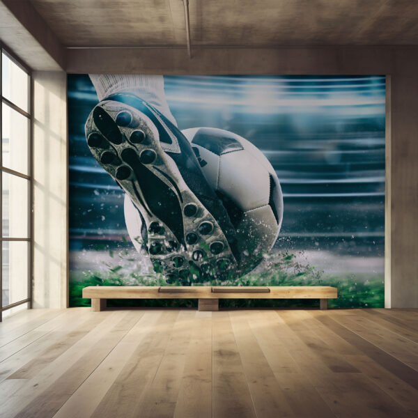 Zapato de fútbol golpea el balón Fotomurales Zapato de fútbol golpea el balón