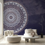 Fotomurales Mandala morado y blanco