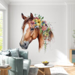 Fotomurales Caballo adornado con flores vibrantes