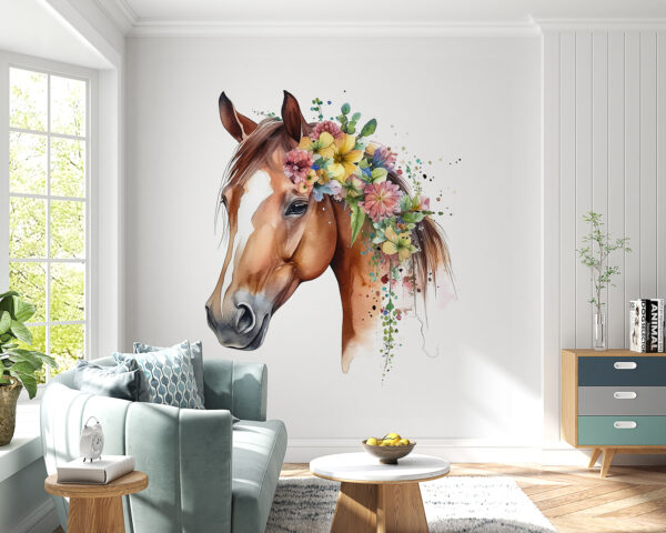 Fotomurales Fotomurales Caballo adornado con flores vibrantes. (SKU: u98192)