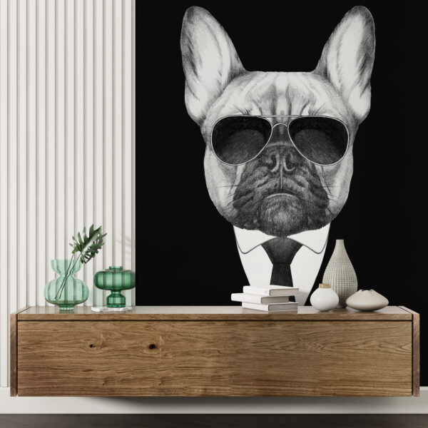 Dibujo de un perro con gafas de sol Fotomurales Dibujo de un perro con gafas de sol