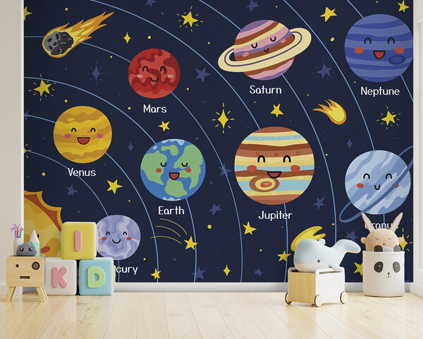 Dibujo animado de un planeta Fotomurales Dibujo animado de un planeta