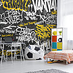 Fotomurales Graffiti amarillo sobre fondo negro