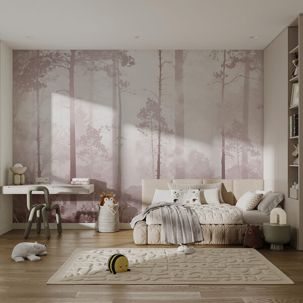 Fotomurales Bosque brumoso con árboles altos