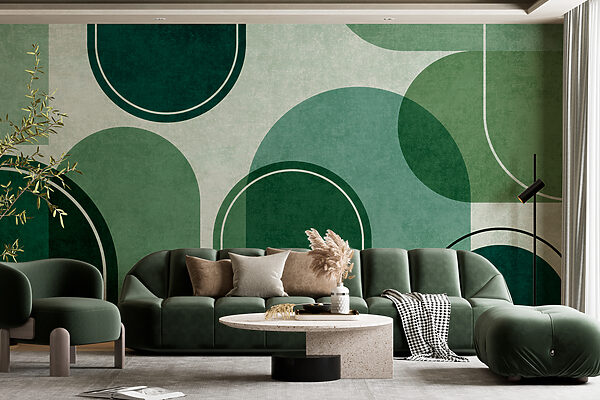 Fondo verde y blanco con óvalos y óvalos Fotomurales Fondo verde y blanco con óvalos y óvalos