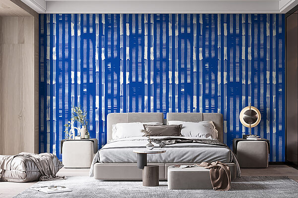 Fotomurales Estampado de rayas azules y blancas