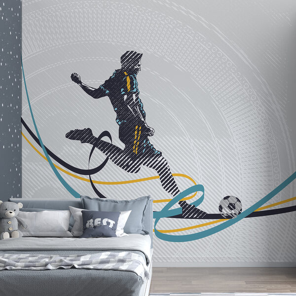 Hombre dando patadas a un balón de fútbol Fotomurales Hombre dando patadas a un balón de fútbol
