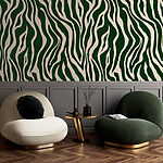 Fotomurales Estampado de cebra verde y blanco