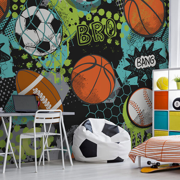 Collage deportivo con colores vibrantes Fotomurales Collage deportivo con colores vibrantes