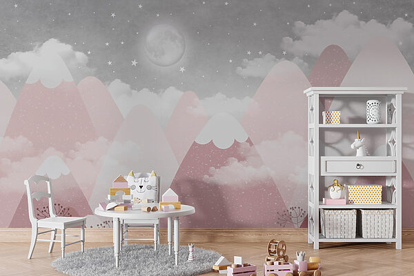 Fotomurales Fotomurales Luna y estrellas en el cielo (SKU: w00374)